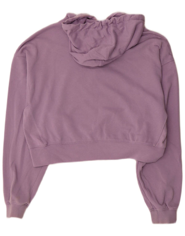 Adidas Damen Crop Oversized Hoodie Pullover UK 8 Small Lila Baumwolle
