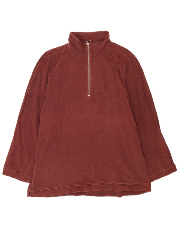 Sergio Tacchini Herren-Oberteil mit 1/4-Reißverschluss, langärmelig, 2XL, Burgunderrot, Baumwolle