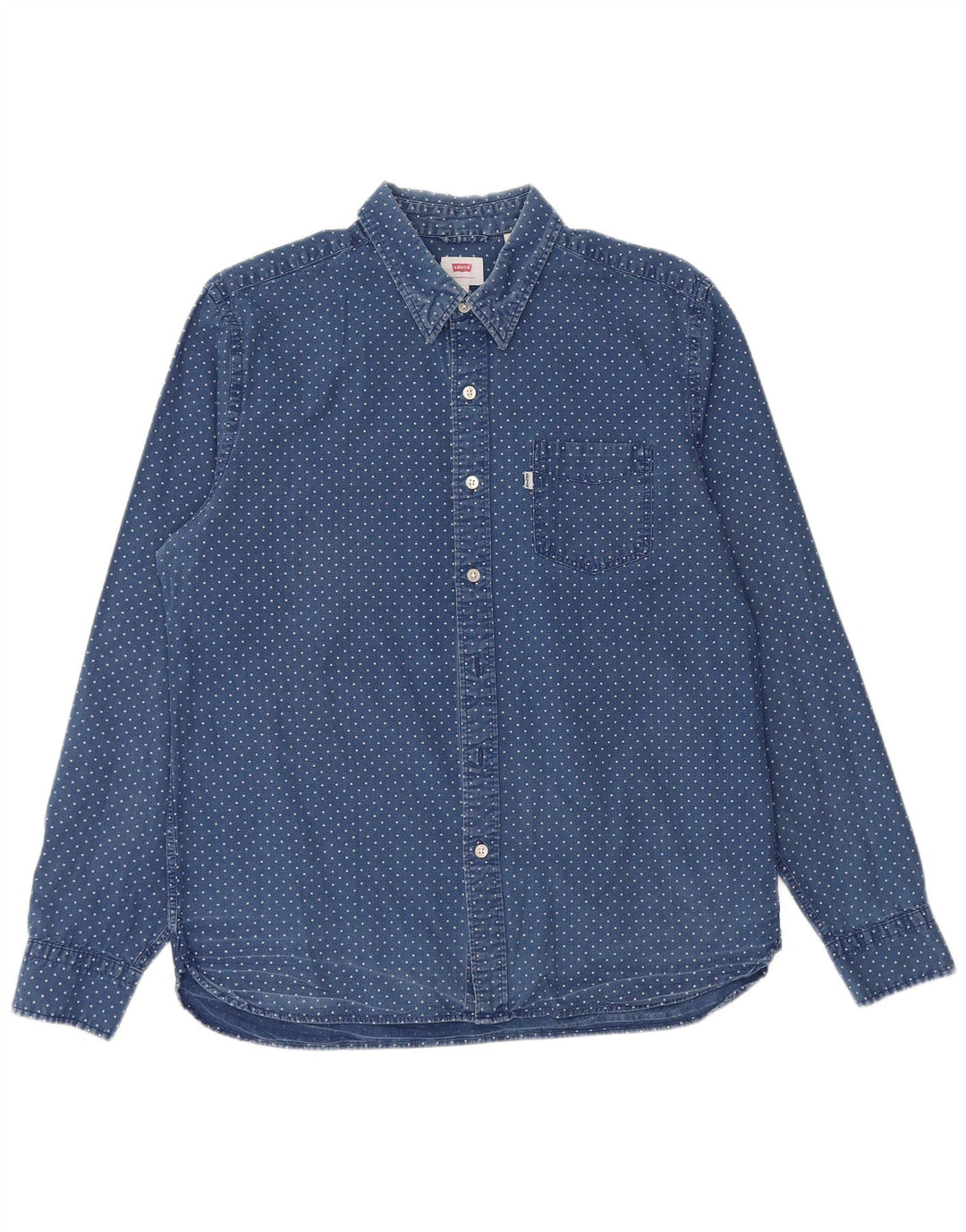 Levi's Herren-Hemd, groß, blau gepunktet, Baumwolle