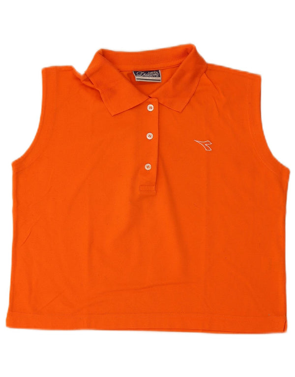 Diadora Damen Crop Ärmelloses Poloshirt UK 14 Mittelorange Baumwolle