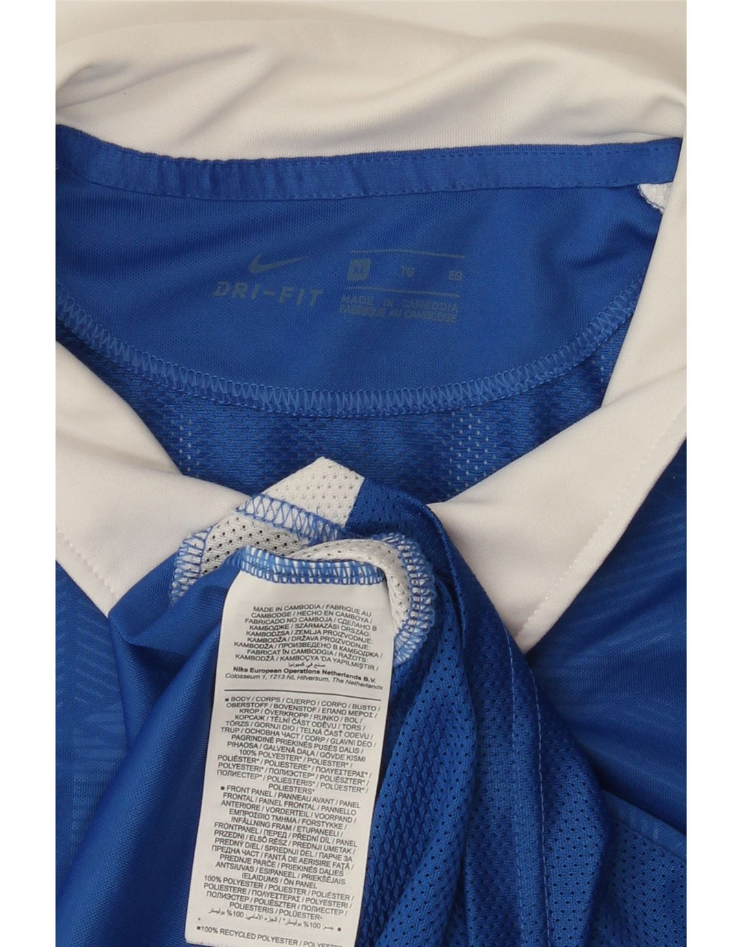 NIKE Herren-Poloshirt XL, blaues Colourblock-Polyester