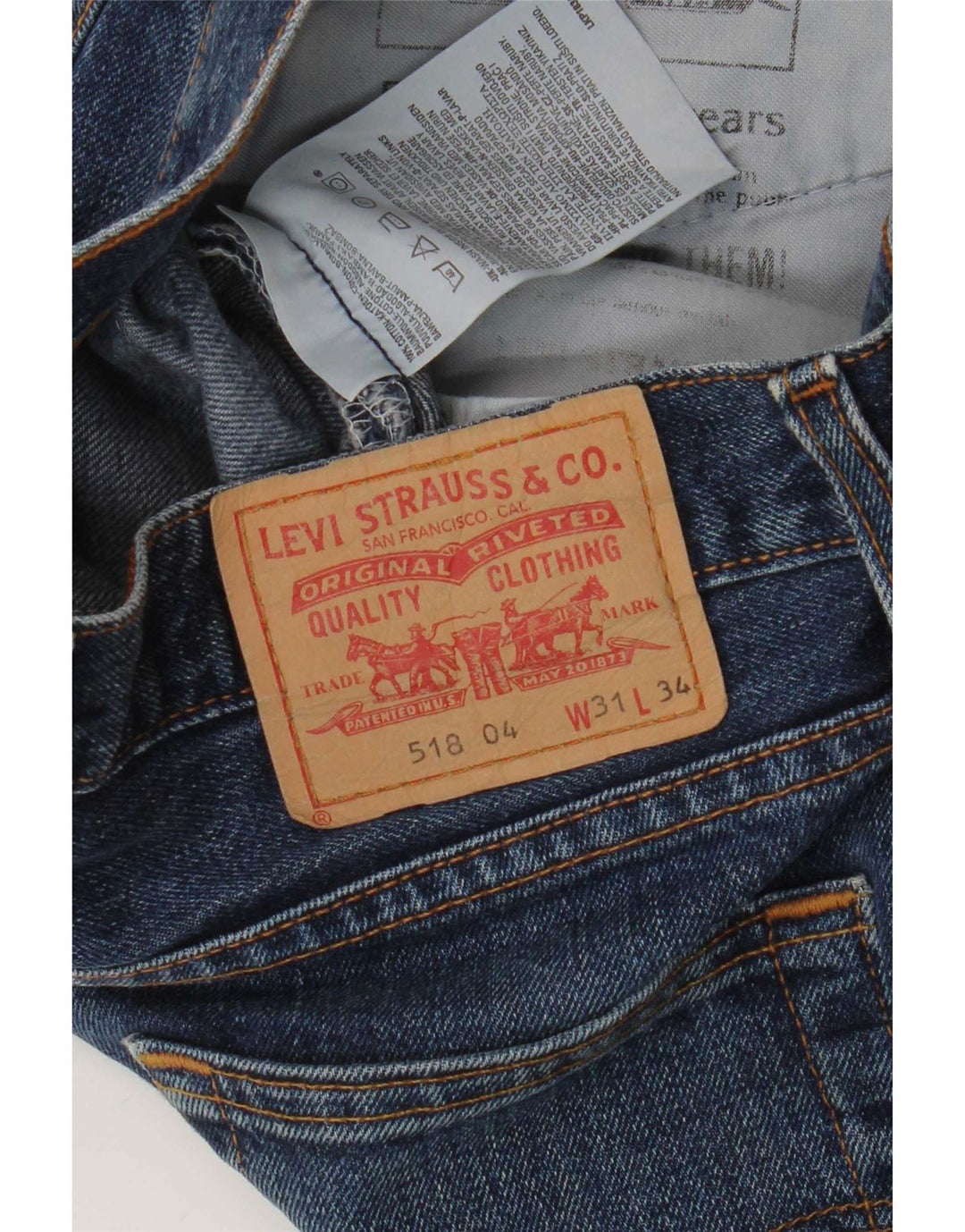Levi's Herren 518 Distressed Bootcut Jeans W31 L30 Blaue Baumwolle