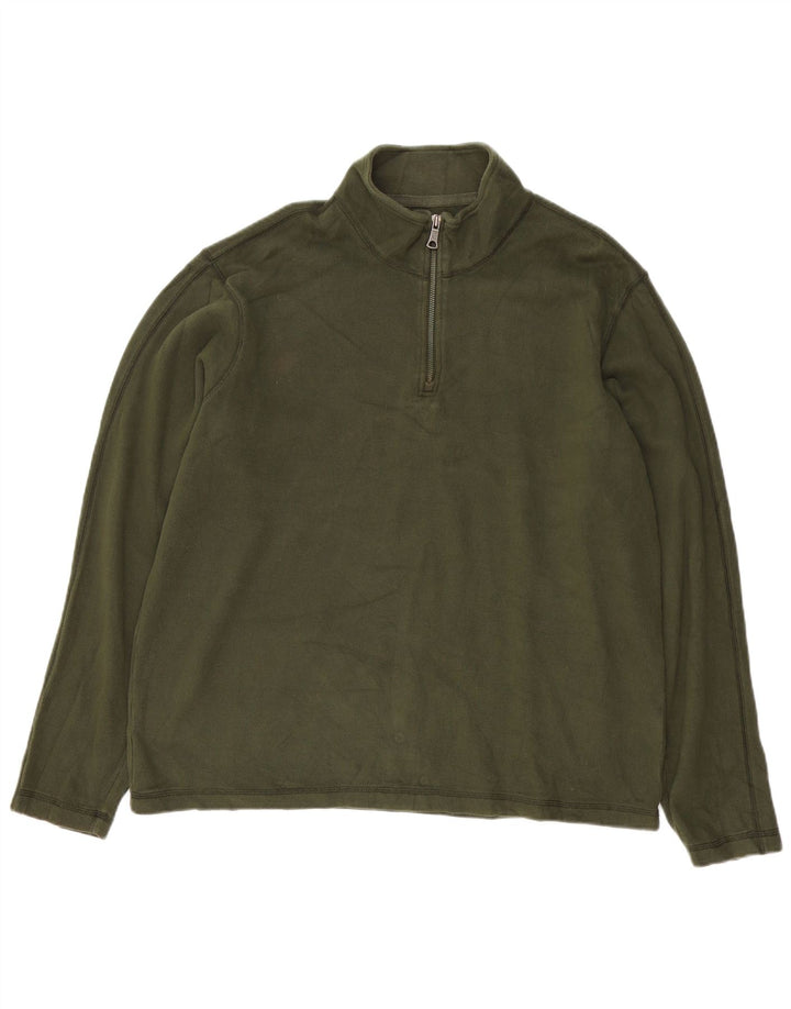 Eddie Bauer Herren-Sweatshirt mit Reißverschluss am Hals, große grüne Baumwolle