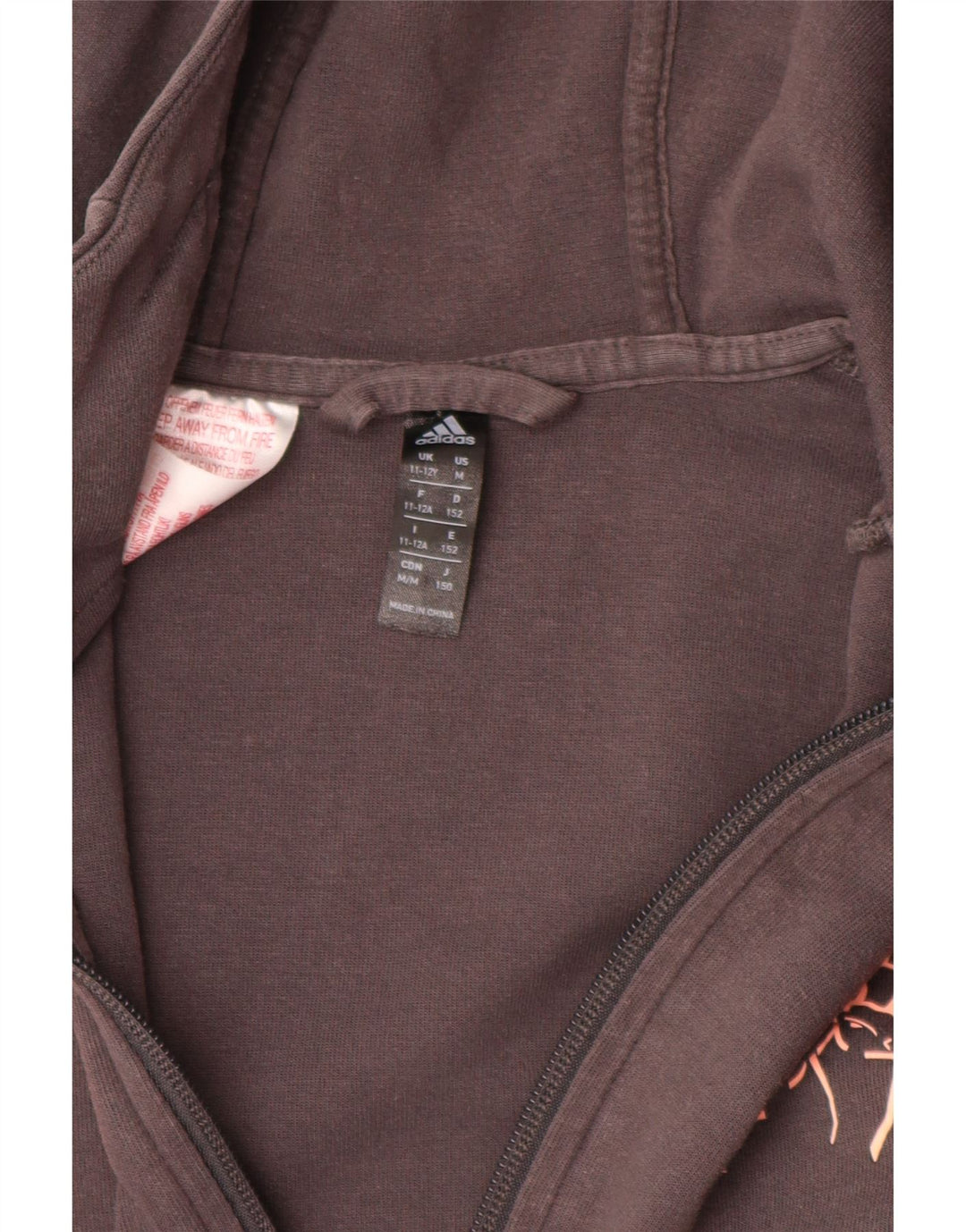 ADIDAS Mädchen Munster Rugby Kapuzenpullover mit Reißverschluss, 11–12 Jahre, graue Baumwolle