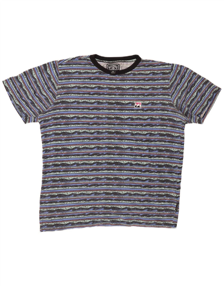 BILLABONG Herren Grafik-T-Shirt Top 2XL blau gestreift aus Baumwolle
