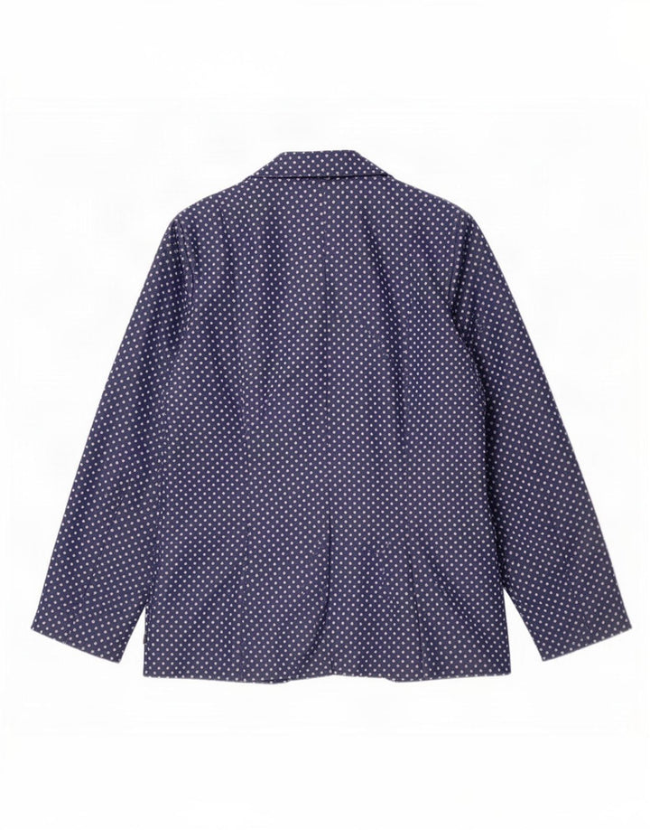 Vintage Damen 2-Knopf-Blazerjacke UK 10 Small Blue Polka Dot Retro