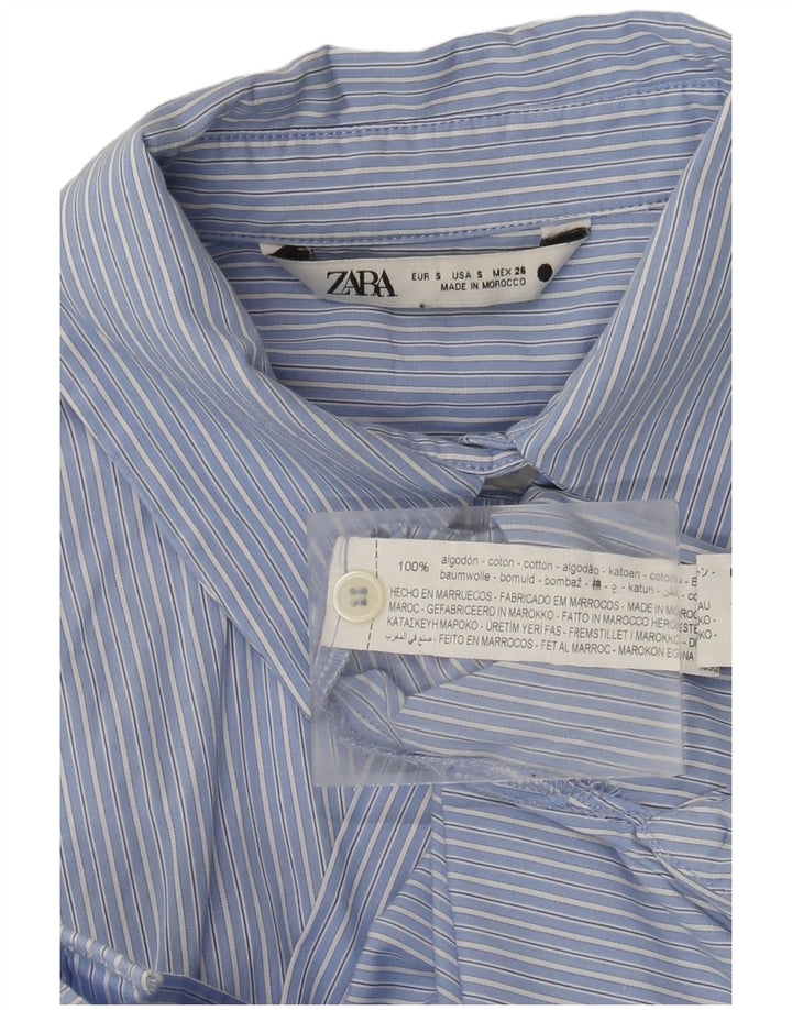 Zara Damen-Oversize-Hemd, UK 10, kleine blaue Nadelstreifen-Baumwolle
