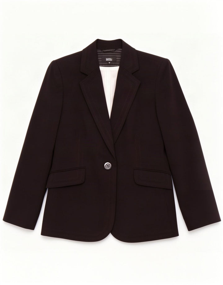 Marks & Spencer Damen-Blazerjacke mit 1 Knopf, UK 16, Größe L, Schwarz, Polyester