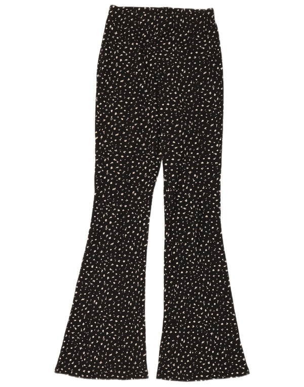 Topshop Damen Flare Freizeithose UK 8 Small W28 L34 Schwarz gepunktet