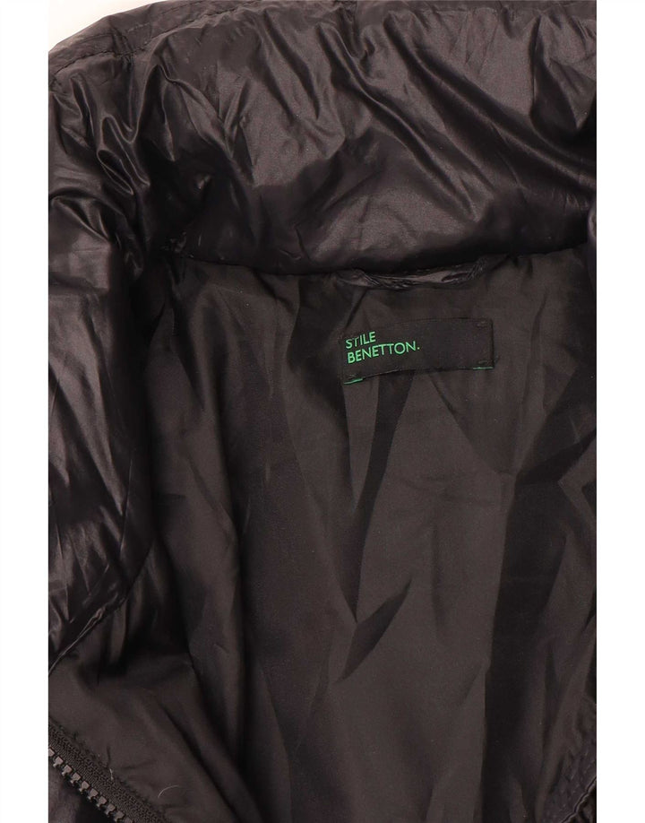 Benetton Damen Wattierte Jacke UK 12 Medium Schwarz