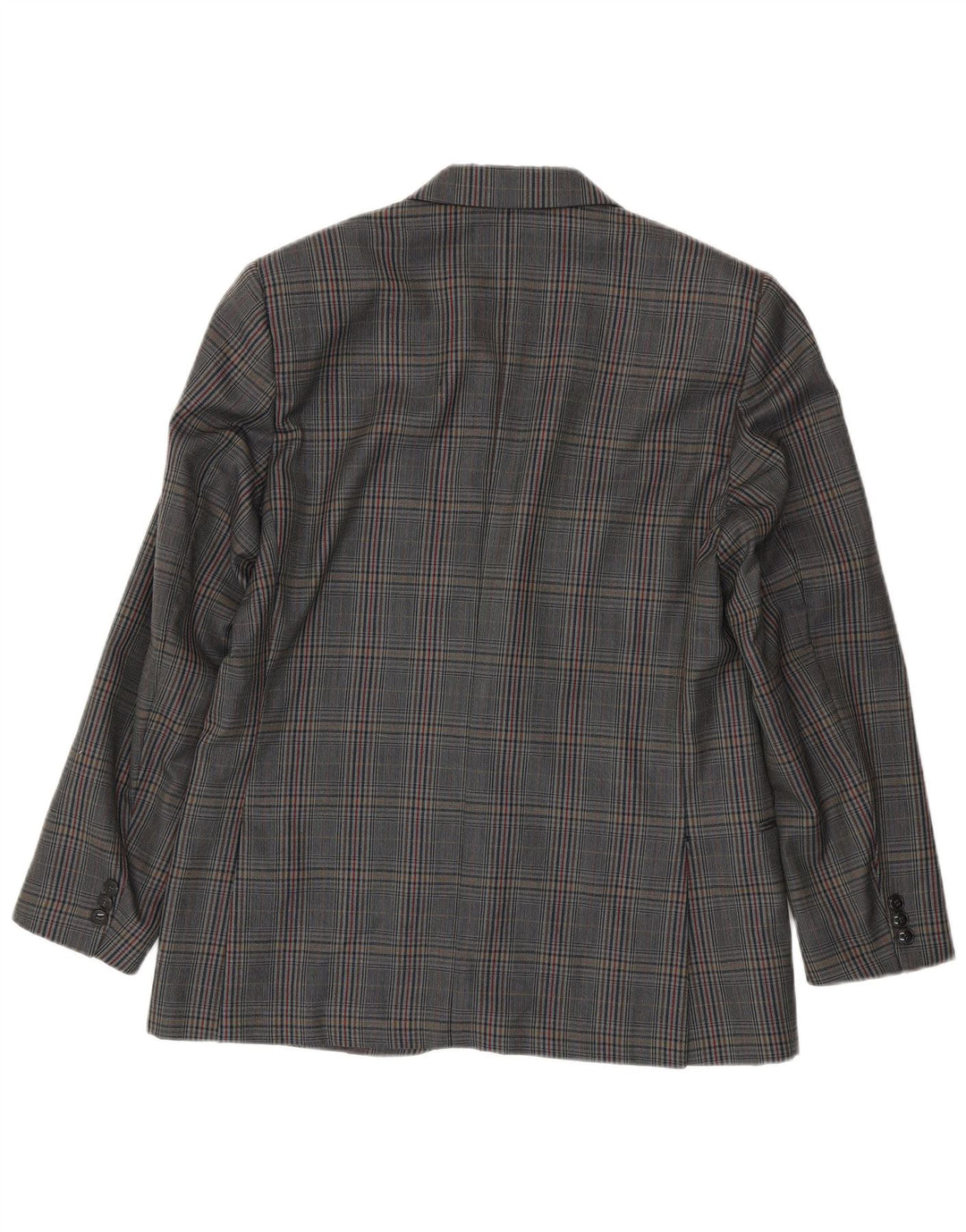 Vintage Herren-Blazer mit 2 Knöpfen, IT 50, große grau karierte Schurwolle