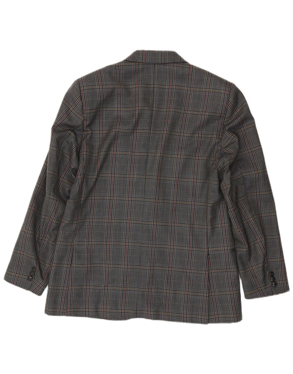 Vintage Herren-Blazer mit 2 Knöpfen, IT 50, große grau karierte Schurwolle
