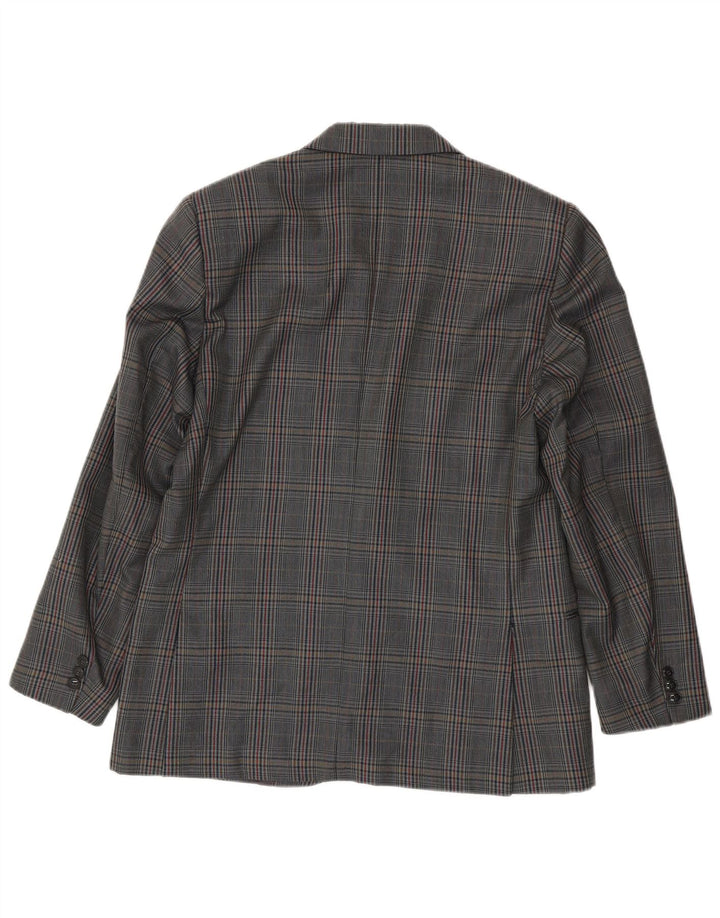 Vintage Herren-Blazer mit 2 Knöpfen, IT 50, große grau karierte Schurwolle