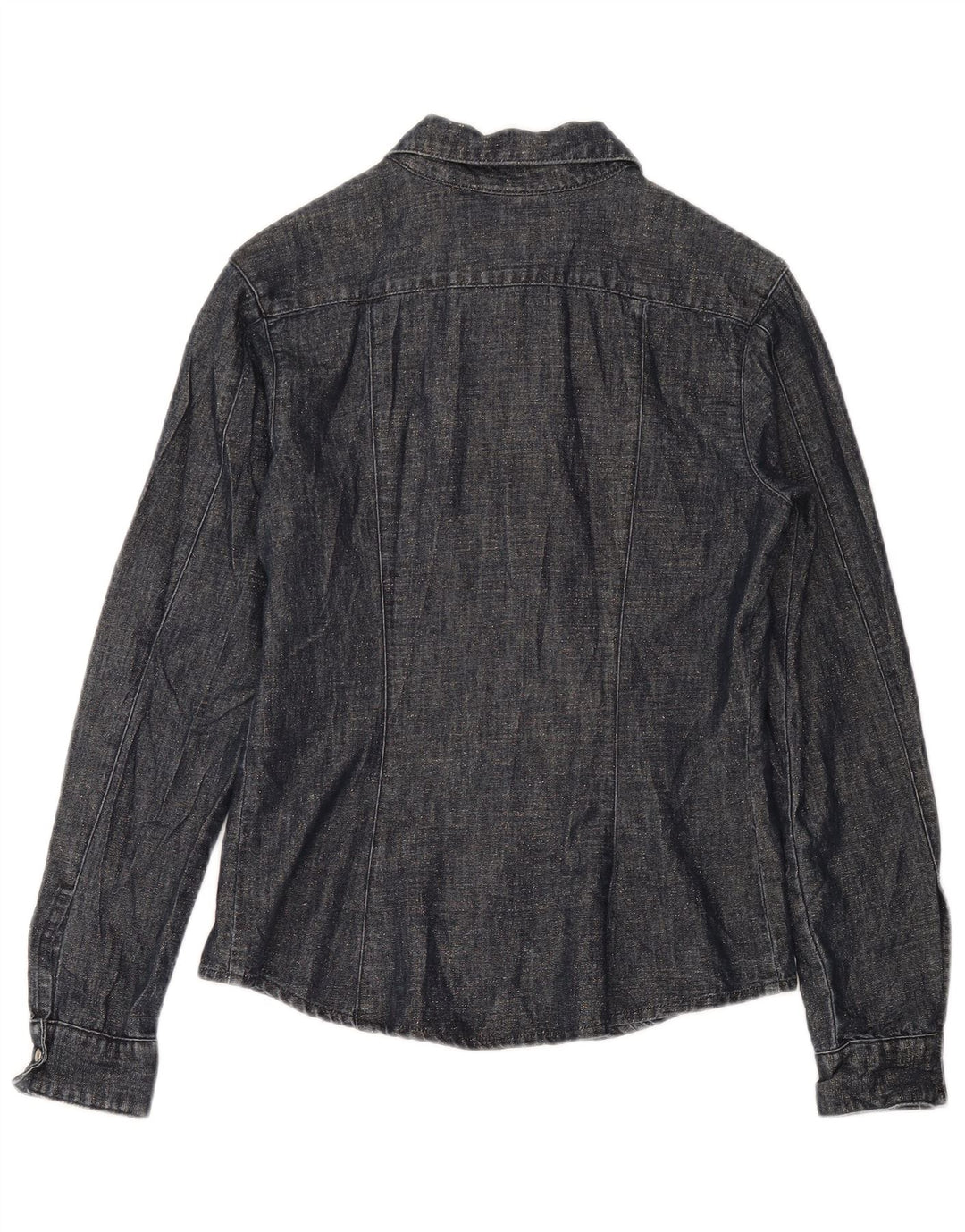 Vintage Damen Hemd UK 12 Medium Marineblau