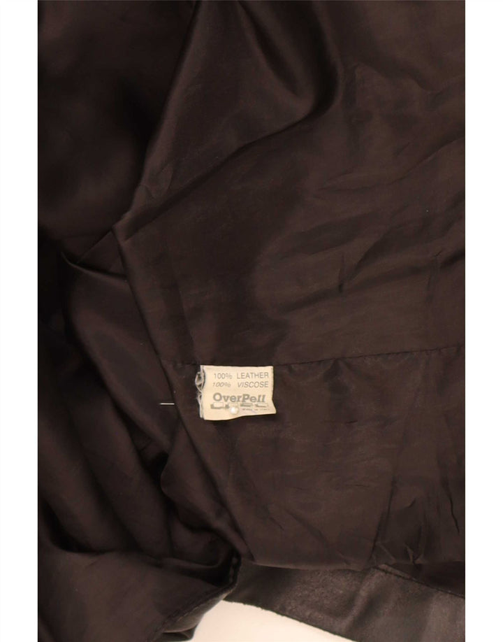 Vintage Herren 3-Knopf-Lederblazerjacke UK 38 Mittelschwarz