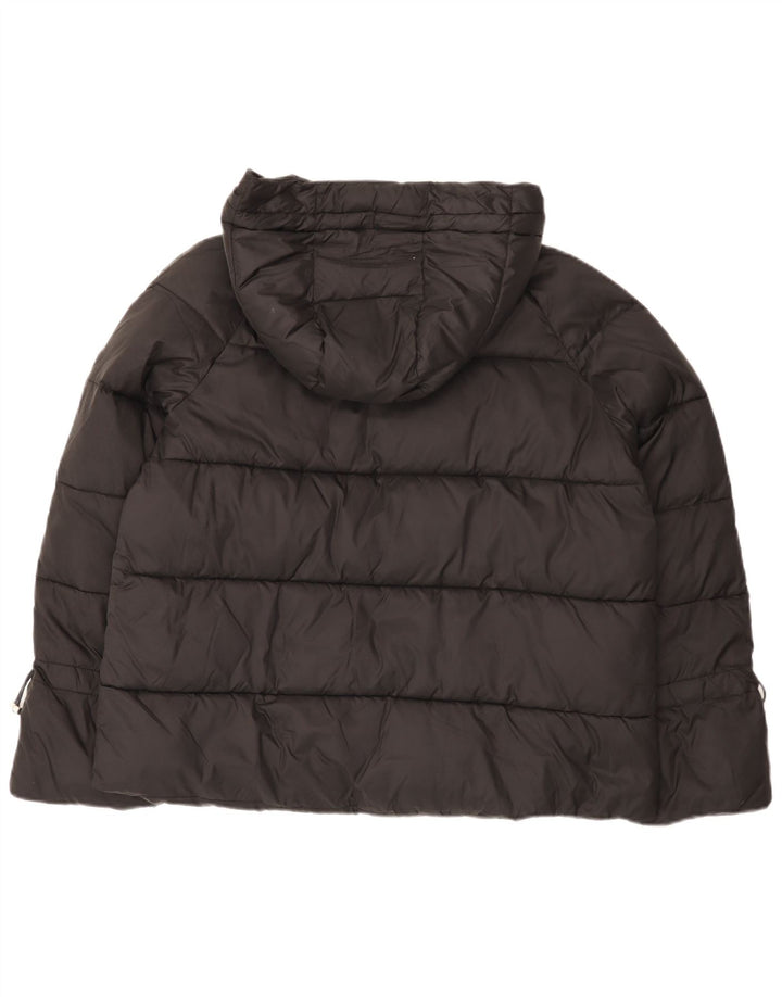Zara Damen-Jacke mit Kapuze, gepolstert, Größe 46, Größe L, aus schwarzem Nylon