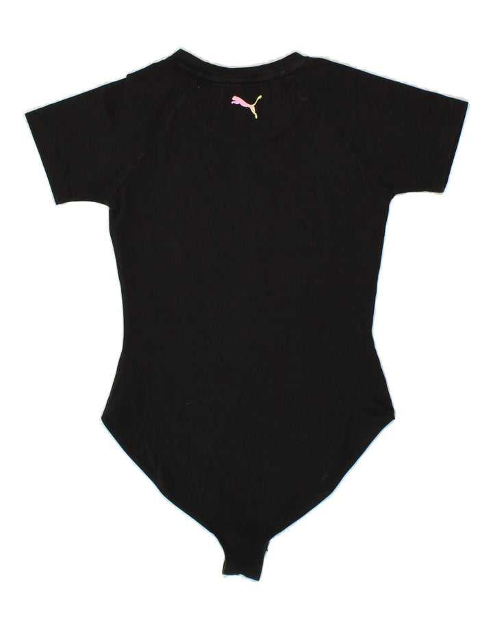 PUMA Womens Graphic Bodysuit UK 10 Small Black Cotton Vintage Puma and Second-Hand Puma from Messina Hembry 