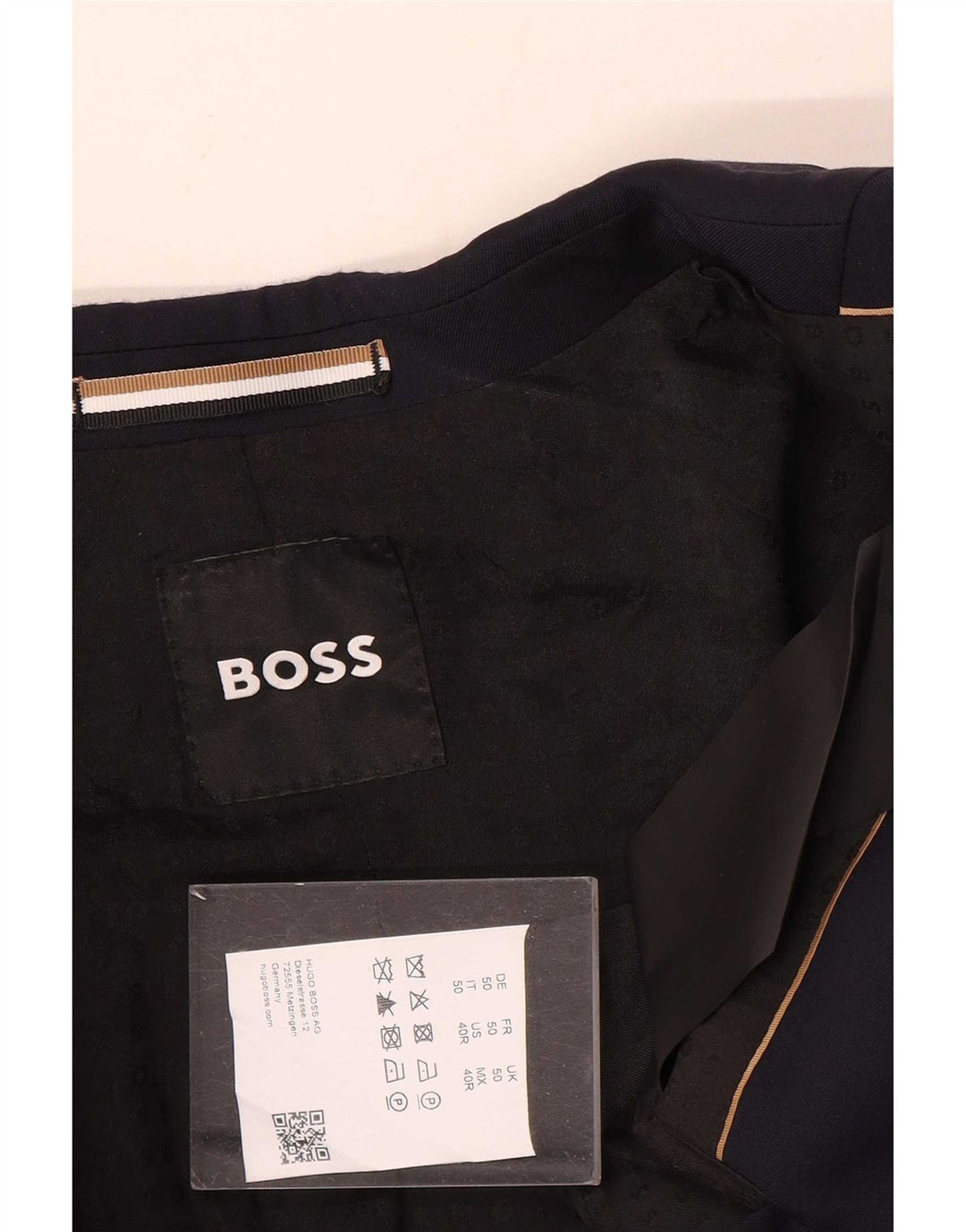 Hugo Boss Herren-Blazer mit 2 Knöpfen, EU 50, große marineblaue Wolle