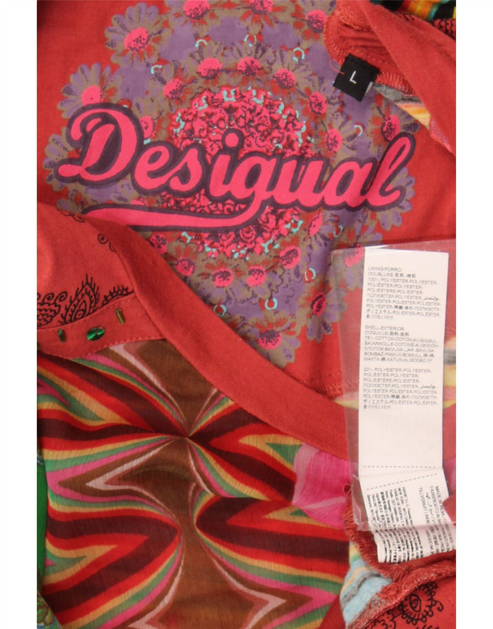 Desigual Womens Graphic Top Langarm UK 16 Großes mehrfarbiges Blumenmuster