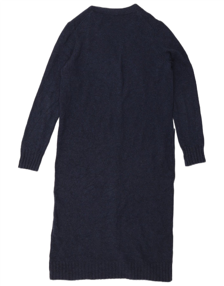 Cos Damen-Longline-Strickjacke in Übergröße, Gr. 10, Größe S, marineblaue Wolle