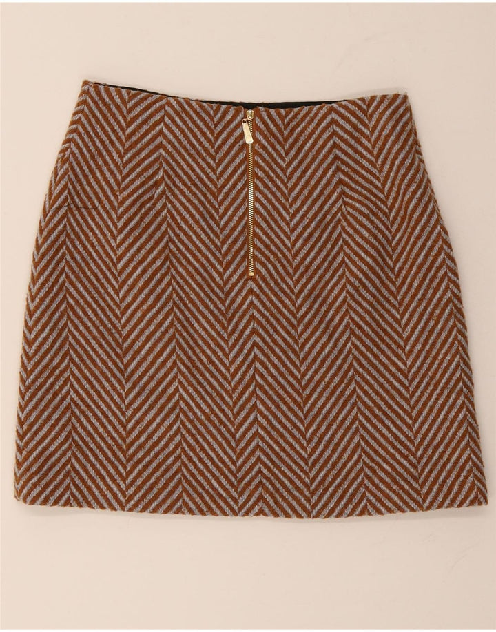 Marks & Spencer Damen Minirock UK 10 Small W30 Braunes Fischgrätenmuster