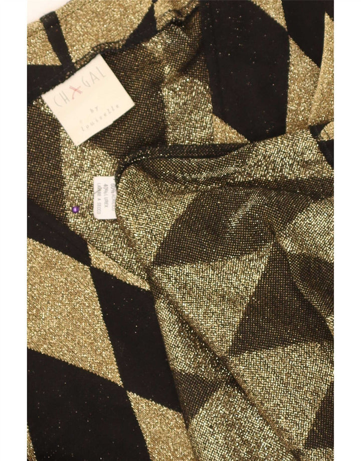 Vintage Damen Oversized Cardigan Pullover UK 16 Groß Schwarz Argyle/Diamant