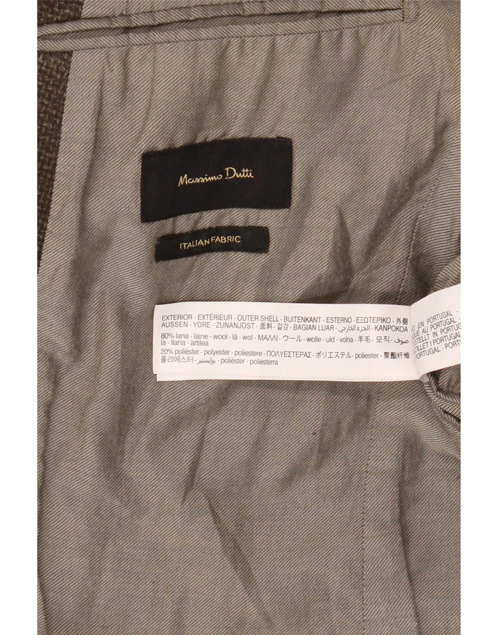 Massimo Dutti Herren-Blazer mit 2 Knöpfen, EU 50, mittelbraune Wolle