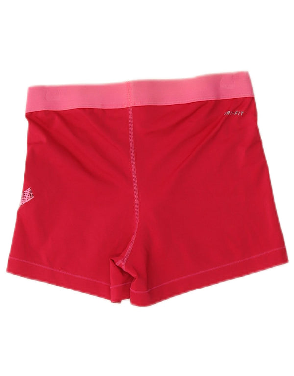 Nike Damen Dri Fit Graphic Sport Shorts UK 16 Large Rot Polyester