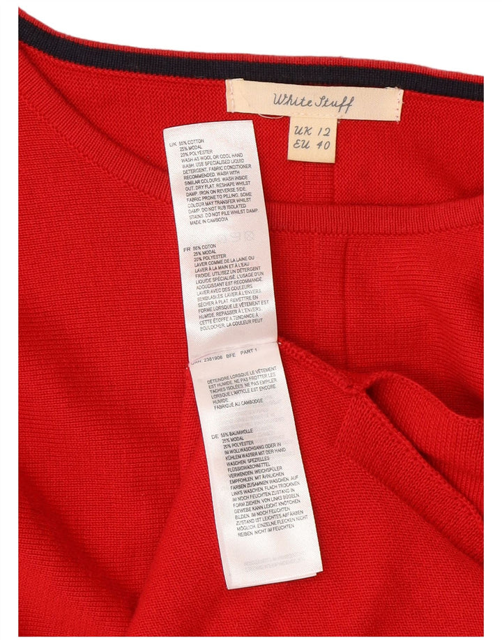 White Stuff Damen-Pullover mit U-Boot-Ausschnitt, UK 12, mittelrote Baumwolle