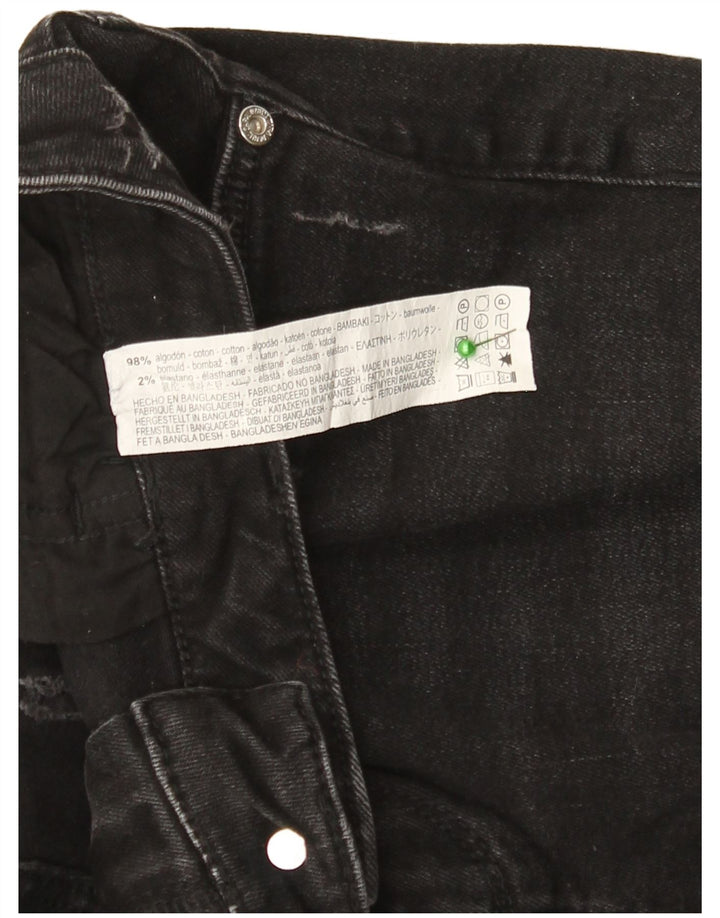 Zara Damen Distressed Slim Jeans EU 40 Medium W30 L27 Schwarze Baumwolle