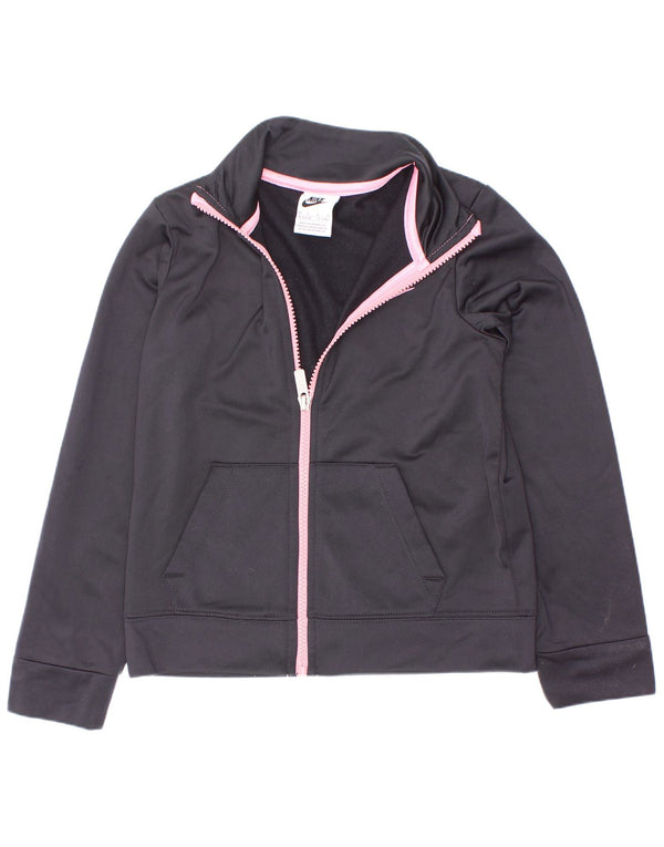 Nike Mädchen-Trainingsanzugoberteil, Jacke, 6–7 Jahre, Größe L, Schwarz, Polyester