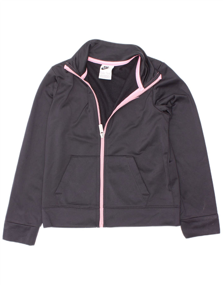 Nike Mädchen-Trainingsanzugoberteil, Jacke, 6–7 Jahre, Größe L, Schwarz, Polyester