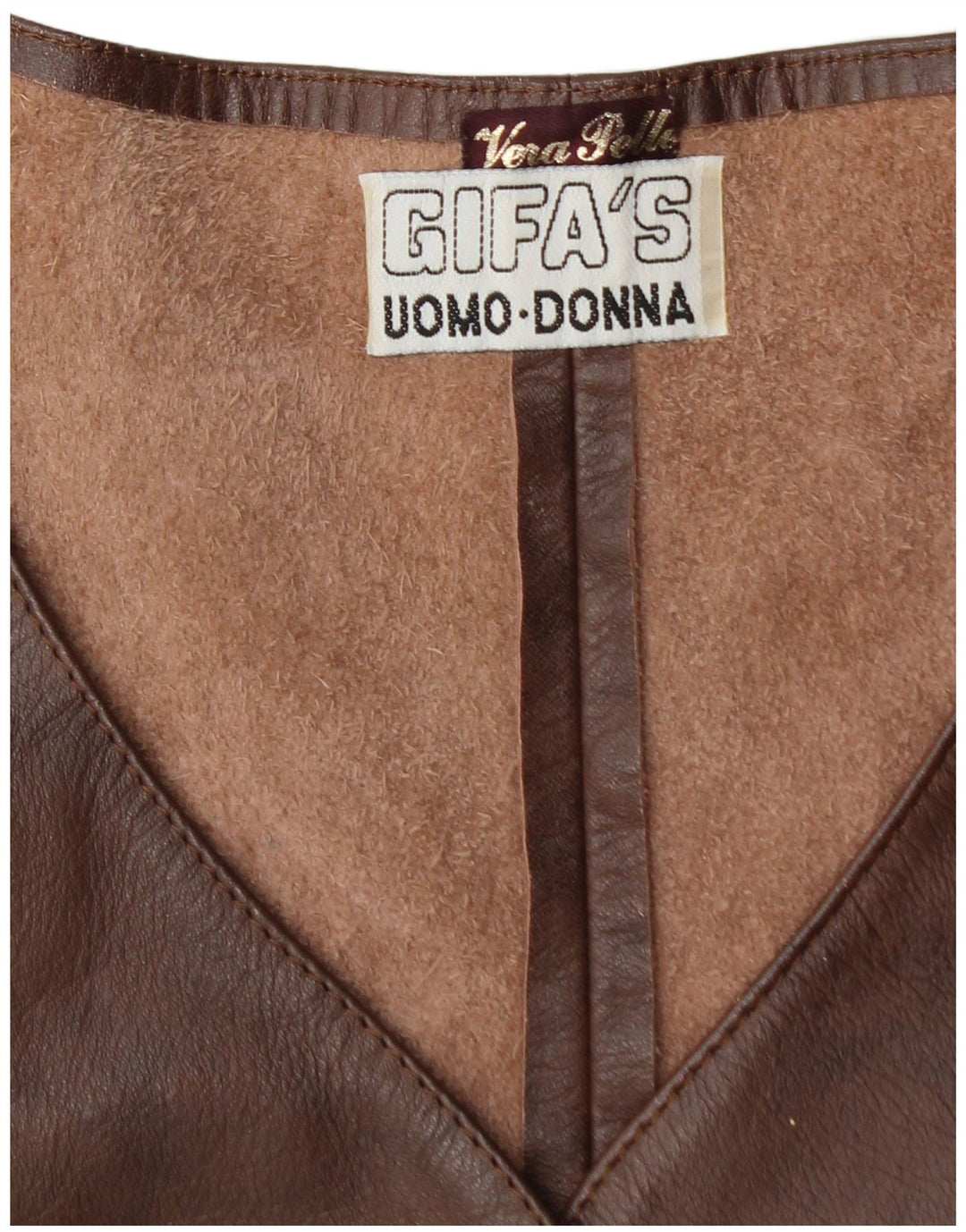 VINTAGE Damen Lederweste IT 48 XL Braunes Leder