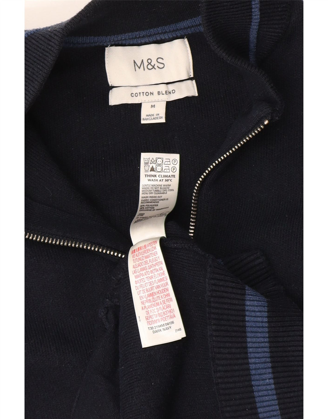 Marks & Spencer Herren-Strickjacke aus Polyester in mittlerem Marineblau