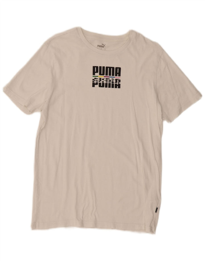PUMA Herren Grafik T-Shirt Top Small Weiß Baumwolle
