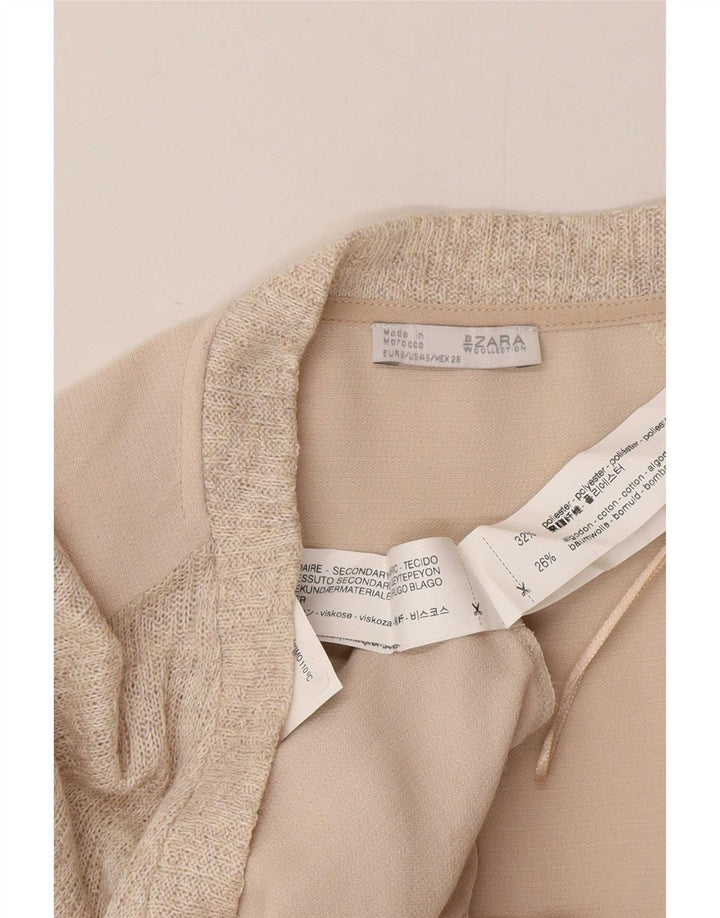 Zara Damen Übergroßes Tunika-Oberteil UK 10 Small Beige Polyester