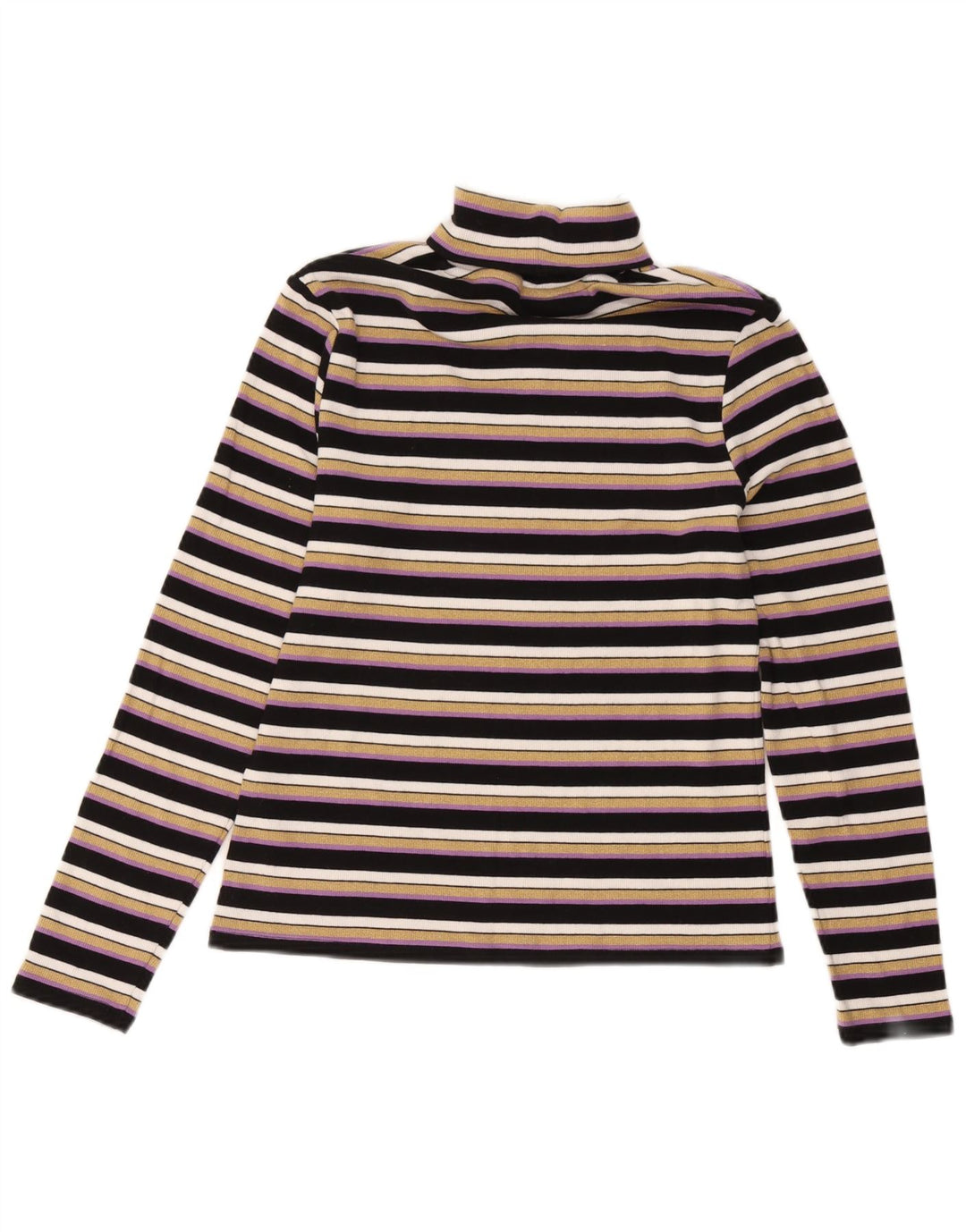 Marks & Spencer Damen Top Langarm UK 14 Medium Mehrfarbig gestreift