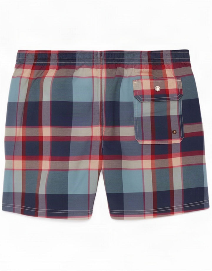 Massimo Dutti Herren-Badeshorts, groß, mehrfarbig, kariert, Polyester