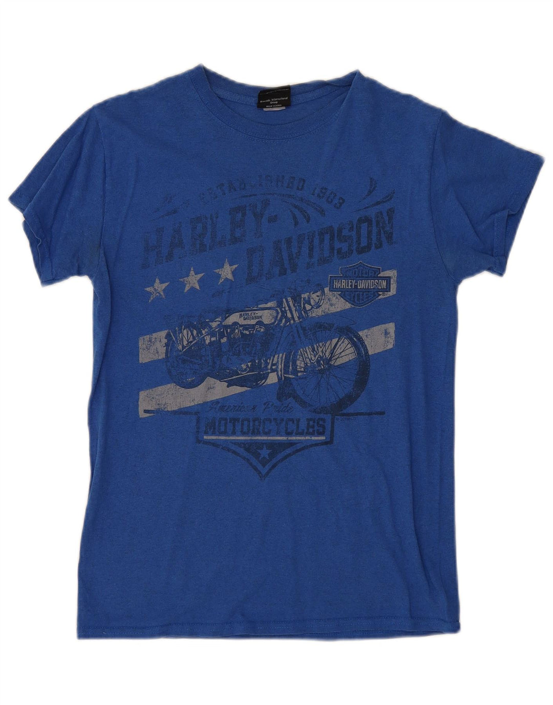 Harley Davidson Herren-T-Shirt mit Grafik, klein, blau, Motorrad