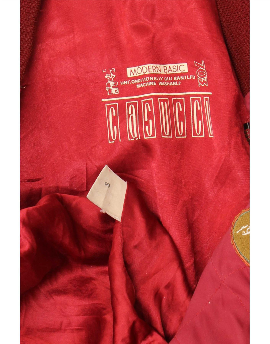 Casucci Herren-Bomberjacke mit lockerer Passform, UK 36, klein, rotes Farbblock-Polyester