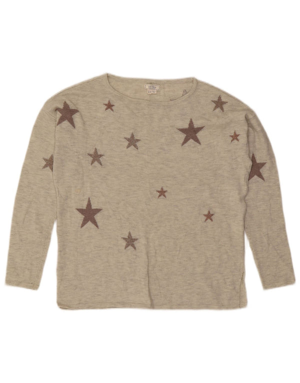 Fat Face Damen-Pullover mit abstraktem Muster und U-Boot-Ausschnitt, Gr. 10, Größe S, Grau