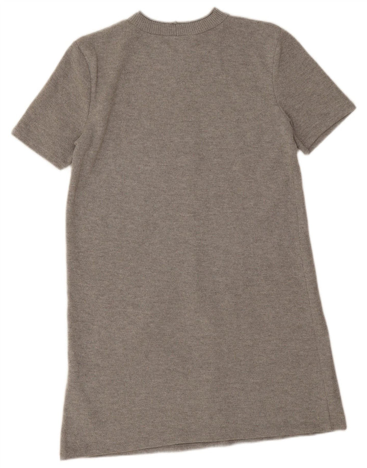 Zara Damen-Pulloverkleid mit kurzen Ärmeln, UK 14, mittelgraues Polyester