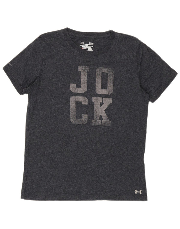 Under Armour Damen Heat Gear Graphic T-Shirt Top UK 10 Small Grau