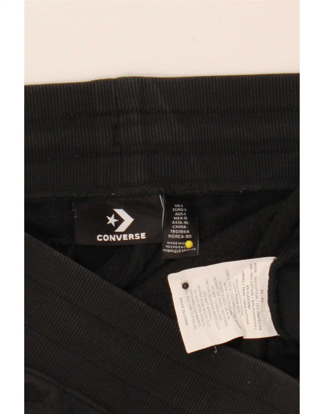 Converse Herren-Trainingshose, Jogginghose, groß, schwarze Baumwolle