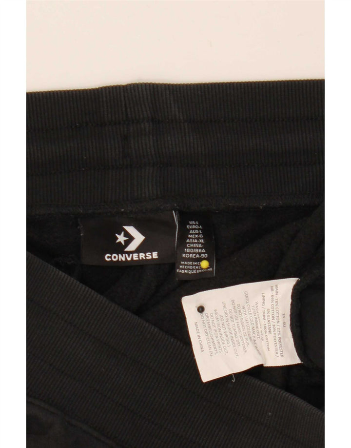 Converse Herren-Trainingshose, Jogginghose, groß, schwarze Baumwolle