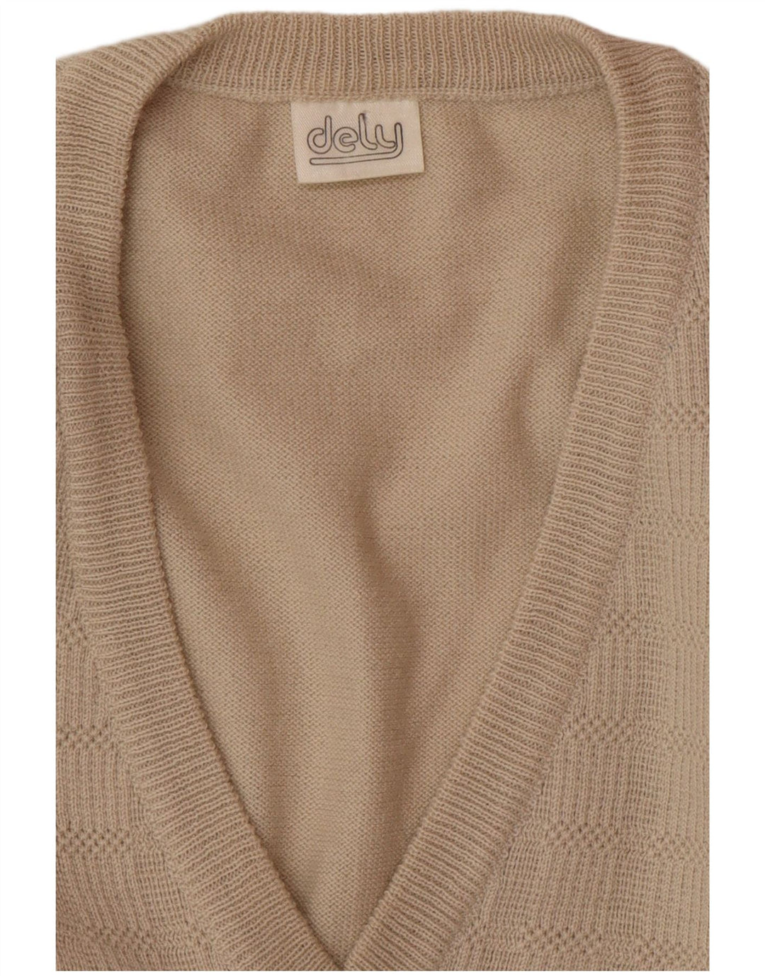 VINTAGE Herren-Pullover mit V-Ausschnitt, große beige Wolle