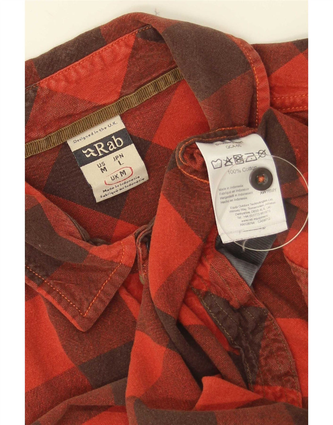 Rab Herren-Flanellhemd aus mittelroter Gingham-Baumwolle