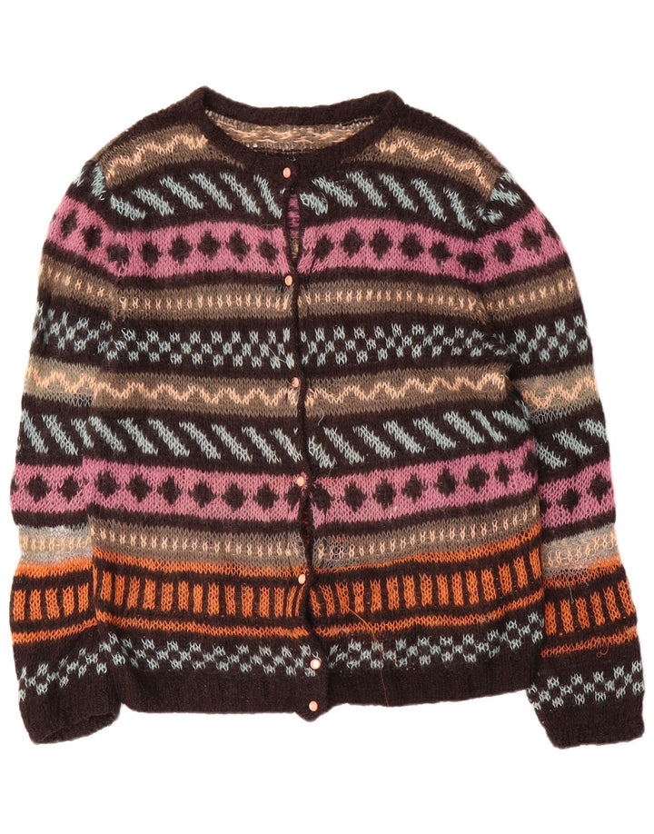 Vintage Damen Cardigan Pullover UK 16 Groß Mehrfarbig gestreift