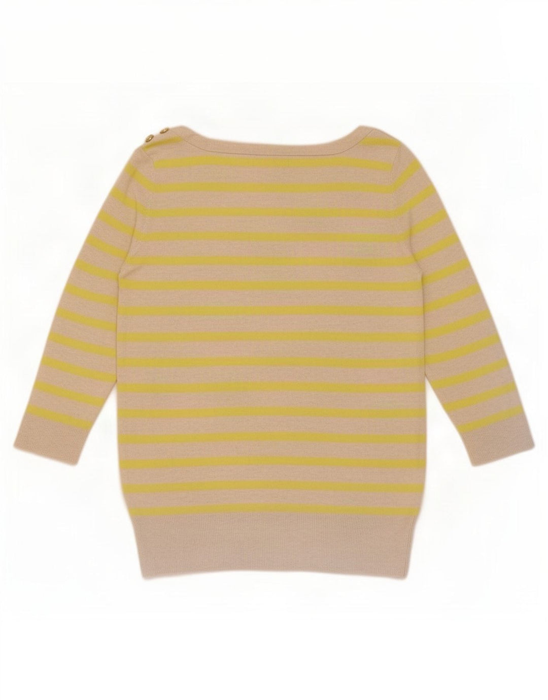 Gap Damen-Blusenoberteil mit 3/4-Ärmeln, UK-Gr. 12, Mittelbeige gestreift