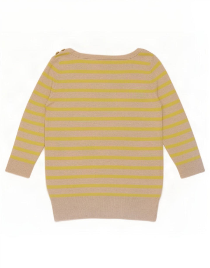 Gap Damen-Blusenoberteil mit 3/4-Ärmeln, UK-Gr. 12, Mittelbeige gestreift